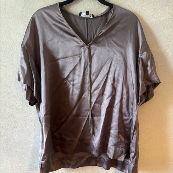 Lafayette 148 New‎ York Purple Gray Boxy Blouse - Picture 2 of 7